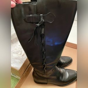 Born Cook Wide Calf Black Leather Riding Boots